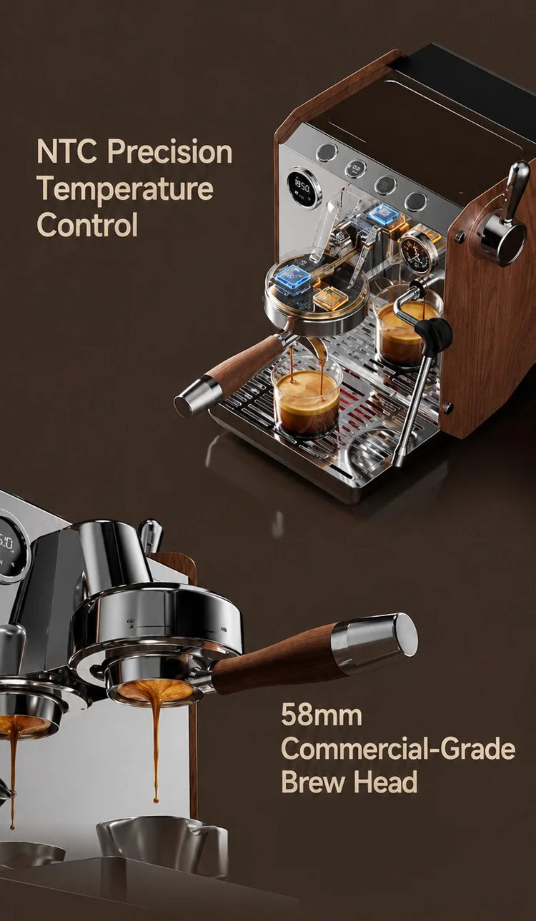 ITOP CMLC05 Coffee Machine 58mm Brew Head 1850W NTC Temp Control 9‑12Bar Optimal Pressure 4 Customizable Parameters 2L Tank