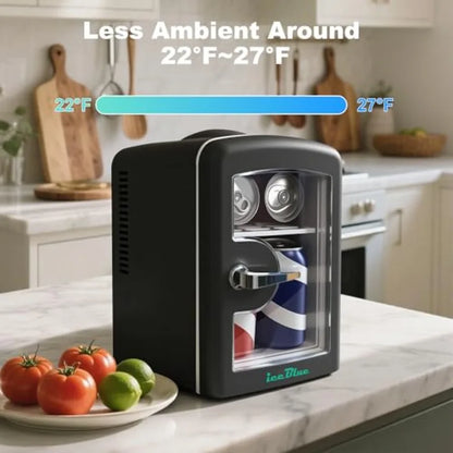 Mini Fridge, Skincare Fridge with Viewing Window, 4 L/6 Cans Compact Mini Makeup Fridge for Beauty and Beverages, Tiny Fridge f