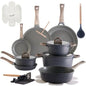 Ceramic Cookware Set 22 Pcs Nonstick Pots and Pans Set Non Stick Kitchen Cooking Sets 8"Frying Pans with Lid, Granite Non-Toxic