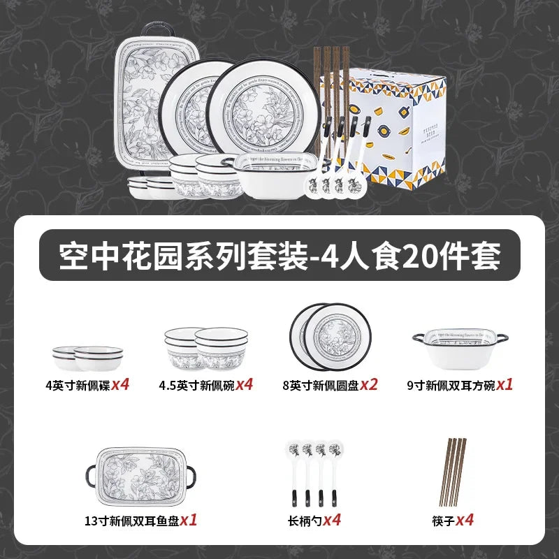 Underglaze Color, Ceramic Tableware, Gift Box Set, Dishes, Soup Bowls, Combination Package.