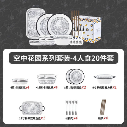Underglaze Color, Ceramic Tableware, Gift Box Set, Dishes, Soup Bowls, Combination Package.