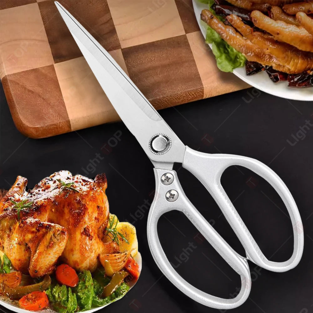 NEW Extended Kitchen Scissors Stainless Steel Chicken Bone Scissors Multi-functional BBQ Meat Cutting Scissor Knife for Kitchen