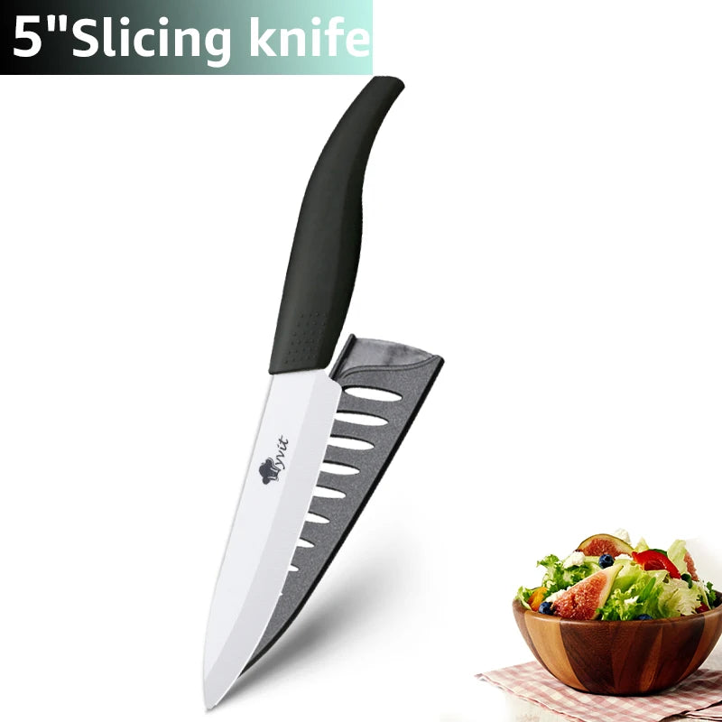 Ceramic Knives Set Kitchen knives 3 4 5 6 inch Chef knife +peeler with holder white zirconia blade Multi-color Handle