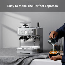 Espresso Machine with Milk Frother and Grinder, 15 Bar Automatic Espresso Coffee Machine All In One Coffee Maker with Italian ULKA Pump, 2.5L Water Tank, Brushed Stainless Steel for Home Office