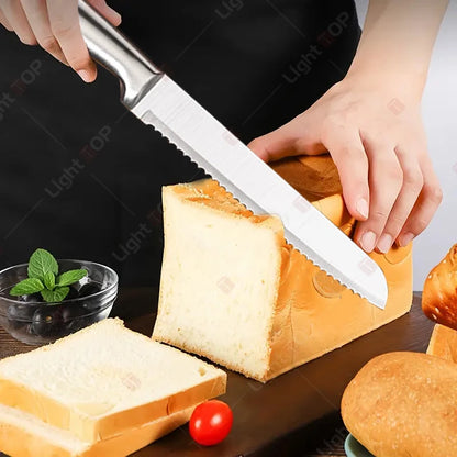 WXCOO All Steel Kitchen Knife Set Bread Cutting Professional 7inch Santoku Meat Cleaver Boning Knife Kitchen Accessories