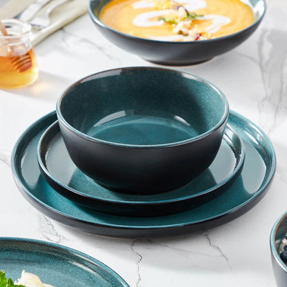 vancasso 18/24 Piece PLAYB Ceramic Plate Set Reactive Glaze Stoneware Dinnerware Set with 6PCS Dinner Plate/Dessert/Cereal Bowl