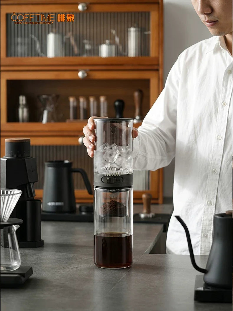 450ml Cold Brew Coffee Maker Iced Drip Pot Portable Cold Brewing with Control Valve Coffee Pitcher Home Summer Camping Tools