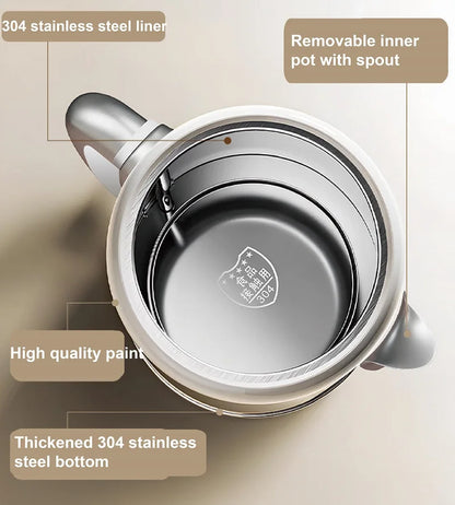 2200W Retro Print Electric Kettle Home 304 Stainless Steel Quick Boiling Kettle Auto Power Off Teapot Kitchen Tools 1.7L
