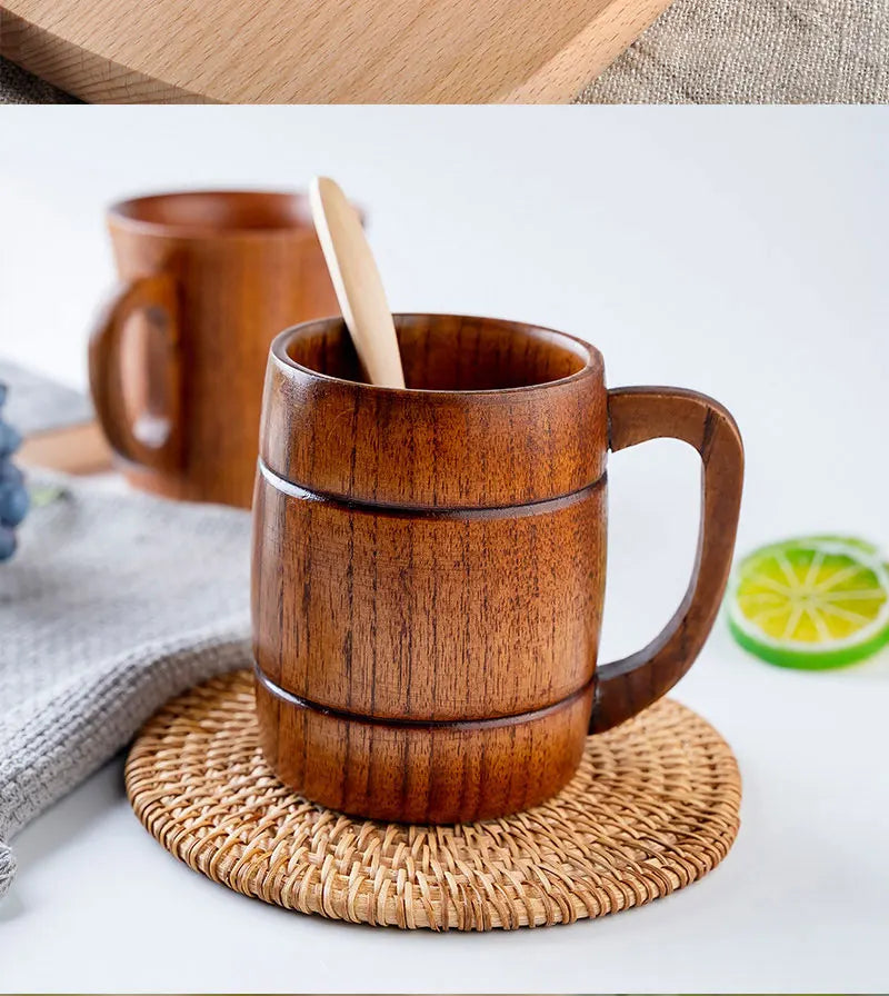 Wooden Cups Handmade Jujube Wood Handle Cups Handle Beer Coffee Milk Tea Mug Handmade Natural Kitchen Bar Drinkware Cup