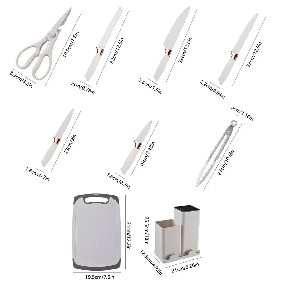 19 sets of kitchen knives with a knife holder, professional high carbon steel stainless steel cooking knife set,holiday gifts