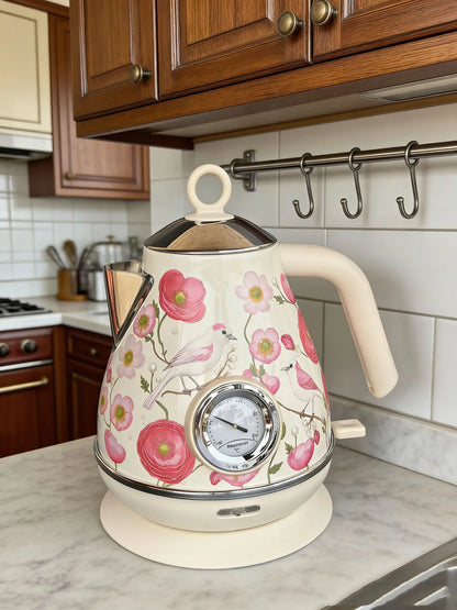 1.7L Retro Paint Electrc Kettle With Temperature Display Boiling Water Auto Power Off 304 Stainless Steel Teapot Kitchen Tools