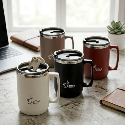 Travel Thermal Coffee Mug Tumbler With Handle 304 Stainless Steel Insulated Cup Leakproof Thermos Water Bottle Mini Dual Drink