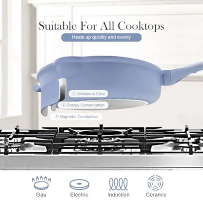 Ceramic Frying Pan Skillet Nonstick with Lid 14 Inch Large Deep Saute Pan Big Induction Pan Non Stick 2-1 Cooking Cookware with