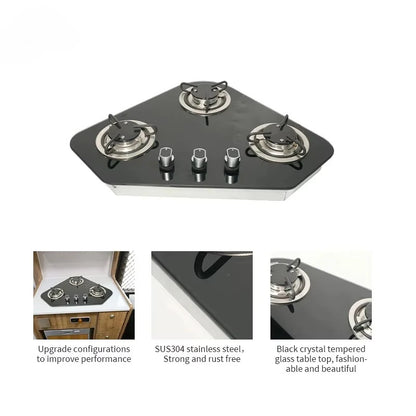New Product Yahct RV Gas Stove 2/3 Burner Cooktop Combo Built-in L.P.G Gas Electric Ignition SMART VOLUME With BIG POWER GR-B003
