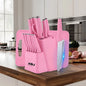 15 Pcs Stainless Steel Kitchen Knife Set with Block & Cutting Board, Ultra Sharp Chef Knives for Home Cooking
