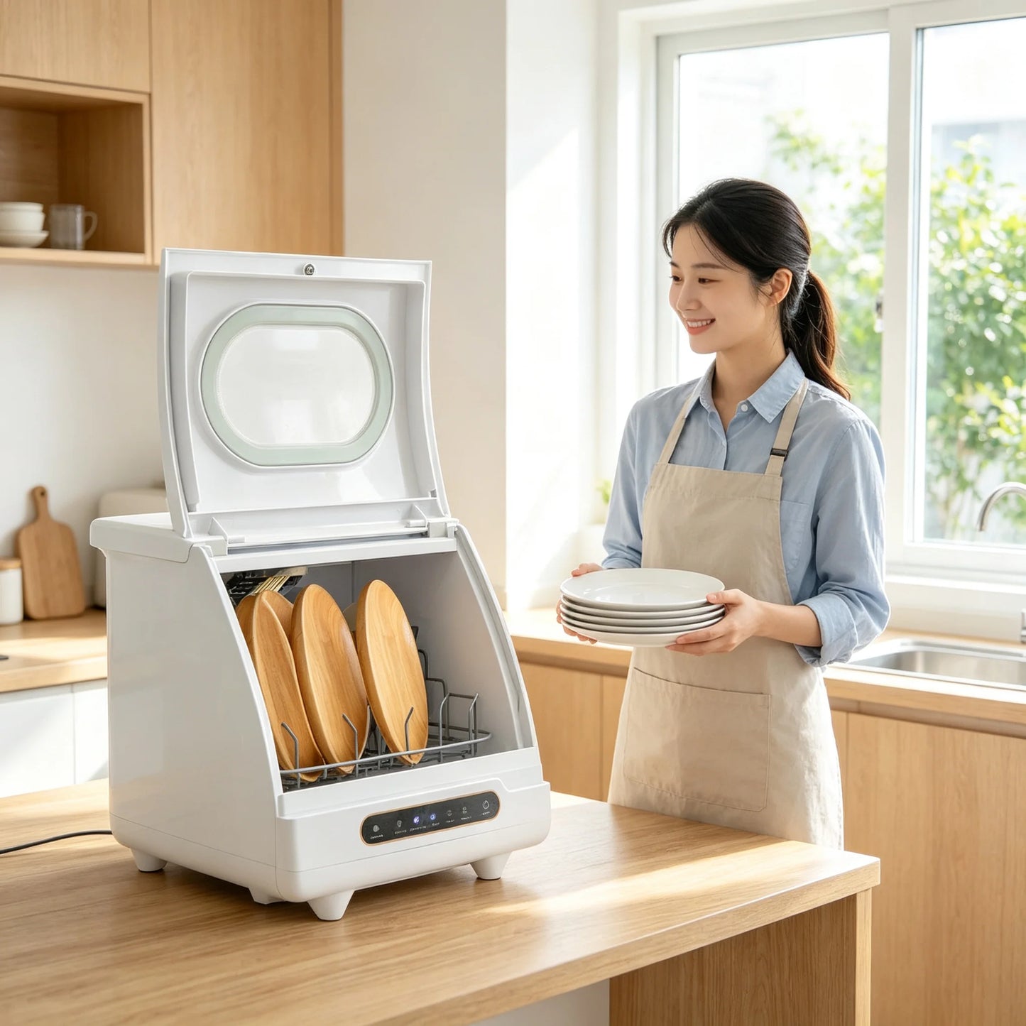 Portable Countertop Dishwasher Compact Dishwasher Mini Countertop Dishwasher 15.74*15.74*17.71in High-Temperature Water Twelve High-Performance Spray Jets Low Noise For Home Apartment Camper Rv