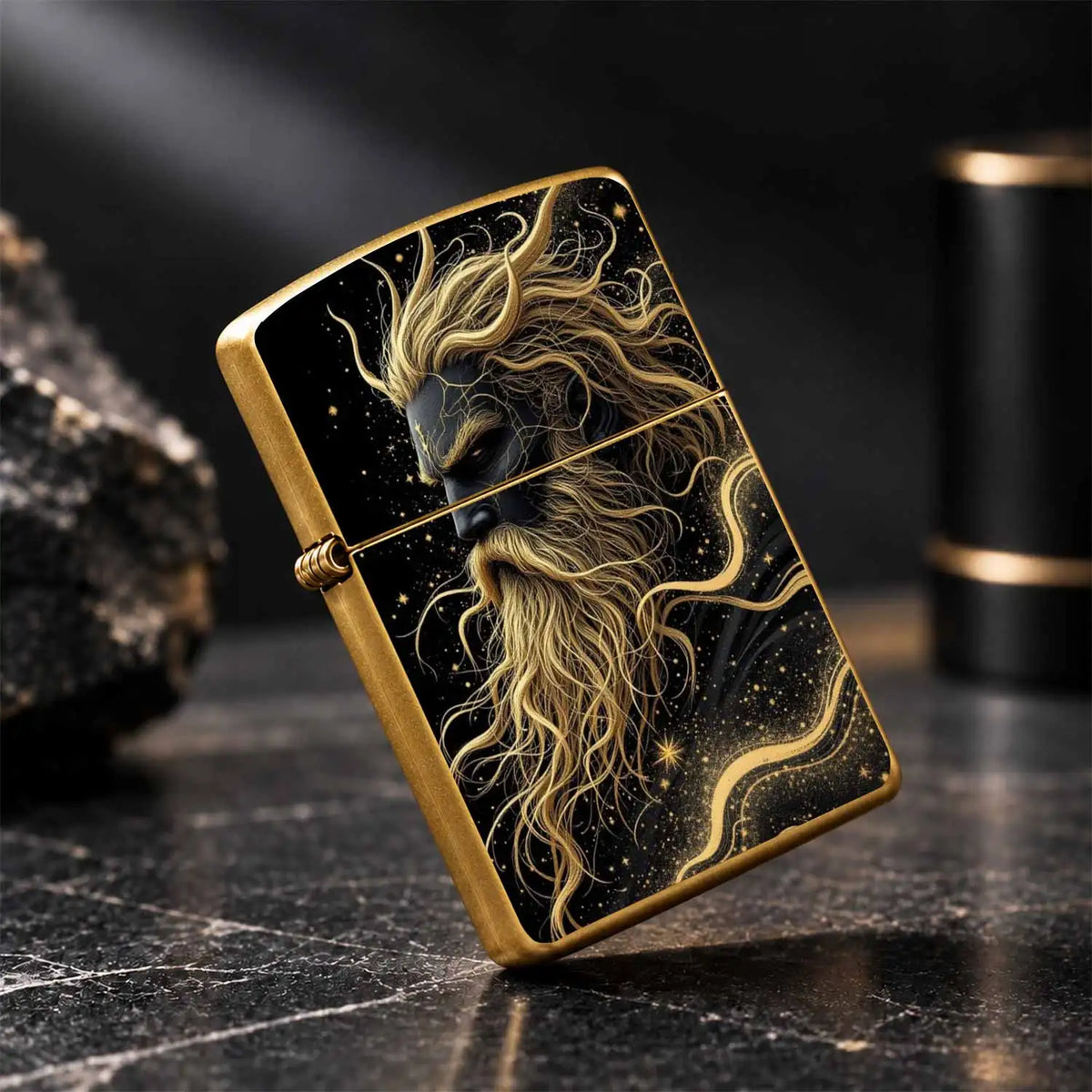 Nordic Myth Star God Themed Portable Lighter, Black Gold Myth Art Style Trendy Creative Item, Practical Accessory For Daily Outings, Suitable For Multiple Scenarios, Exquisite Texture Ideal Gift, Unique Atmospheric Stylish Sm