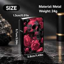 Vibrant Rose Red Skull Rose Pattern Lighter, Punk Aesthetic Solid Durable Housing PORTABLE Lighter for Outdoor Camping Daily Use, Creative Exquisite Practical Gift for Smokers Friends Halloween Gothic A Fun and Humorous Light