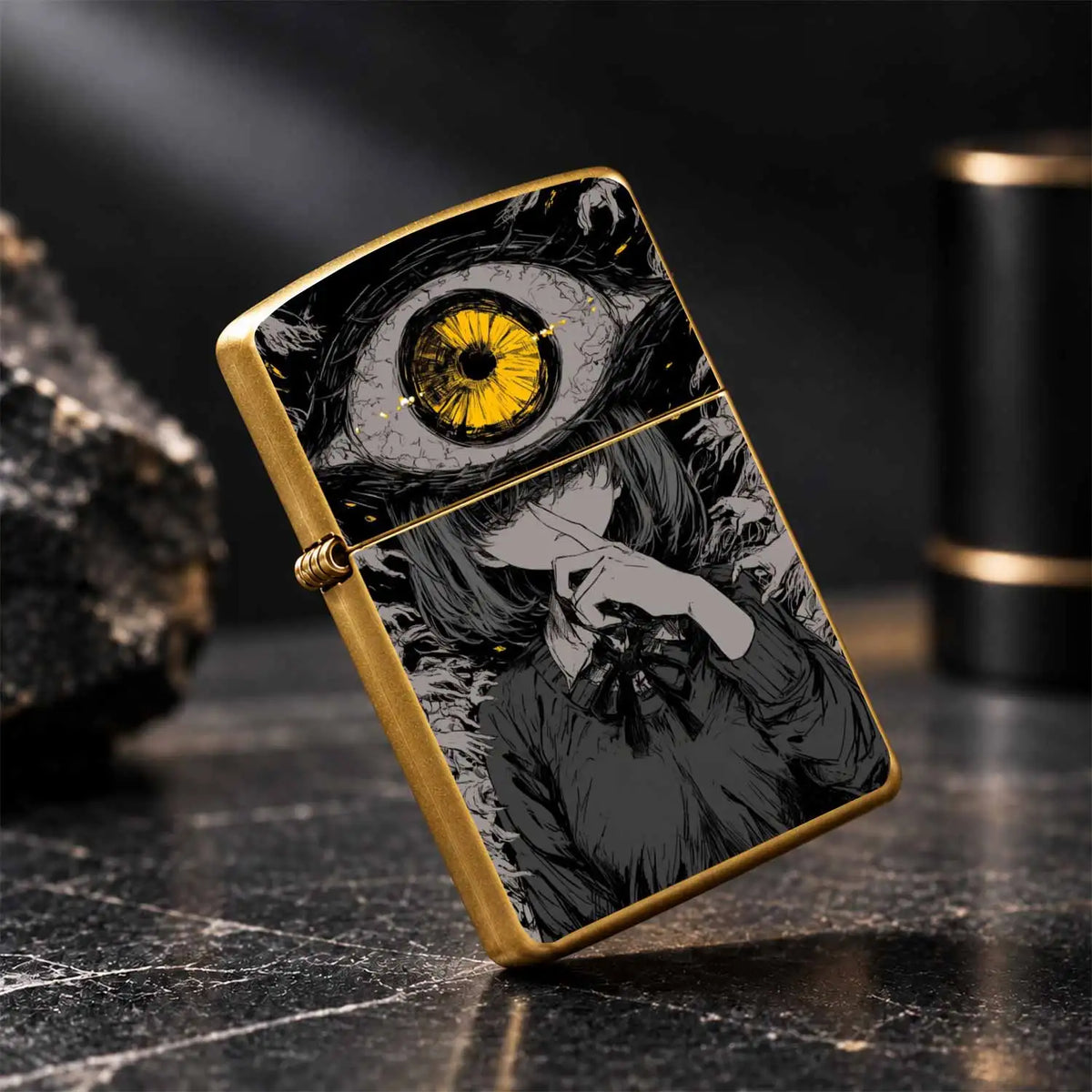 Dark Style One-Eyed Girl Art Illustration Lighter, Trendy Unique Vibe Portable Daily Essential, Distinctive Subculture Design Niche Collectible, Multi-Scene Practical Gift Choice, High Recognition Creative Portable Practical