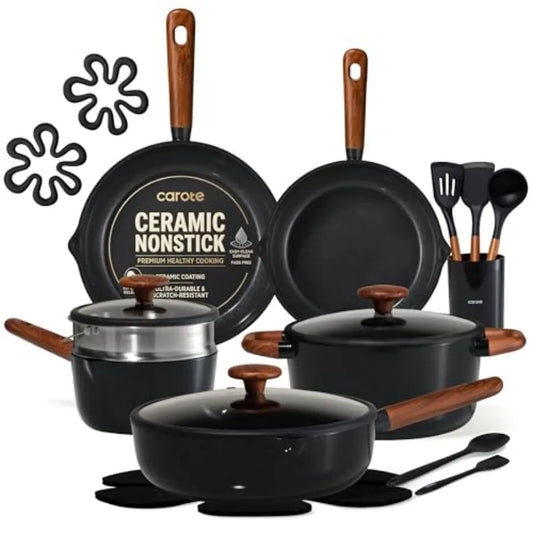 21pcs Cookware Set Nonstick Pots and Pans Set, Ceramic Cookware Set Induction Cookware, Non toxic Healthy Non Stick Kitchen Coo