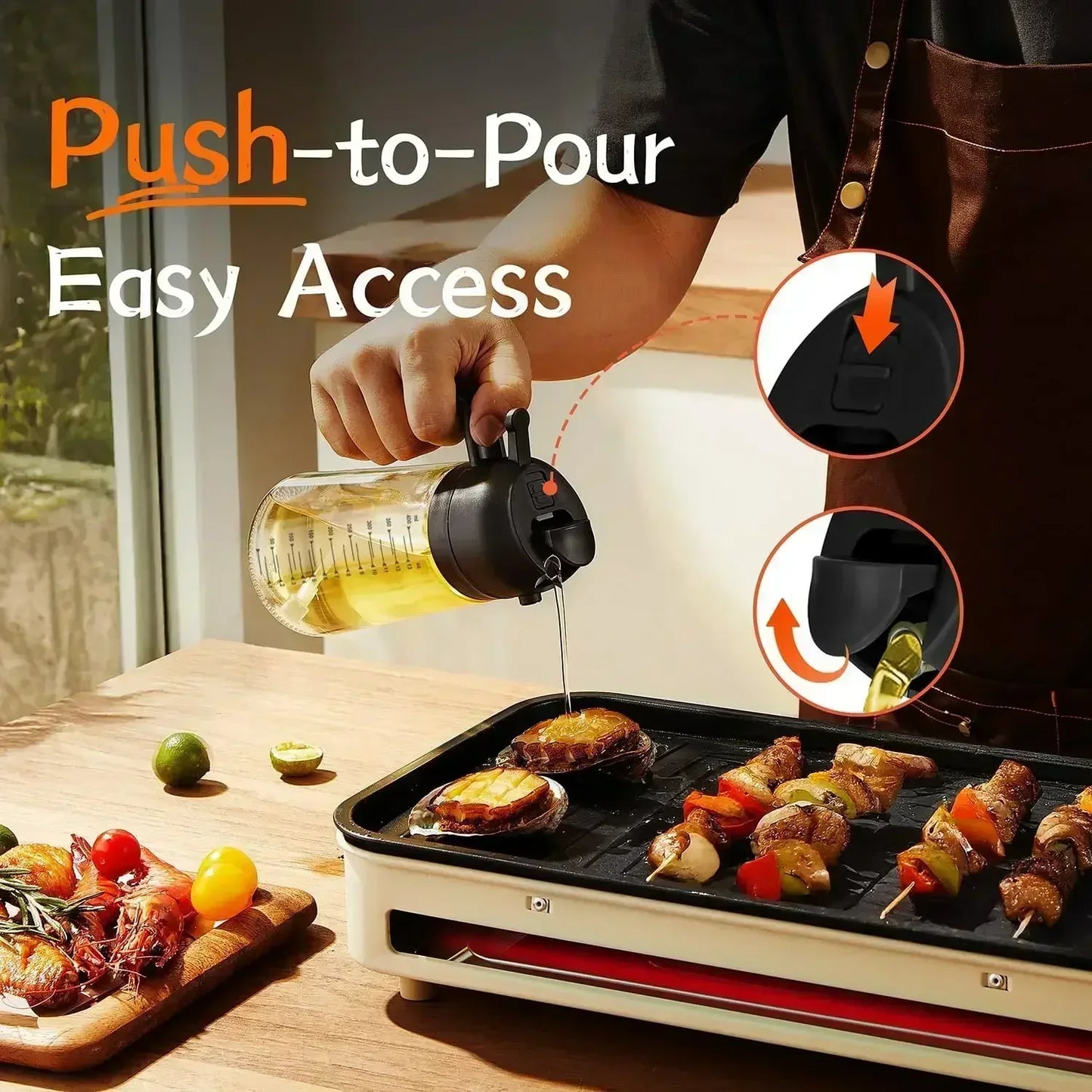 16 oz / 470 ml Oil Spray Bottle BBQ Cooking Olive Oil Sprayer Plastic Baking Oil Spray Empty Bottle Vinegar Bottle Or Oil brush
