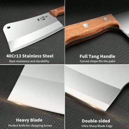 Heavy-Duty Butcher's Bone Cutting Knife-Thick Blade for Effortless Chopping, Large Bones-Professional-Grade Quality for Home Use