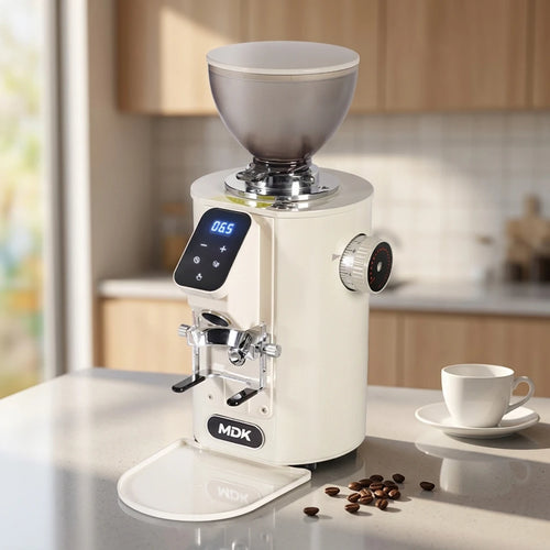 -For 64mm Steel Flat Burr Coffee Grinder Aluminum Housing 200g Capacity 400W Electric Low Noise Adjustable Grind Household*