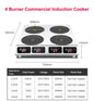 Warranty CE 3500W Industrial Hotel Restaurant Stainless Steel Electric 4 Burner Commercial Induction Cooker Manufacturer