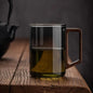 1/2pcs 400ml Glass Cups with Walnut Handle Household Heat-resistant Mug Large Capacity Tea Making Cup Office Drinking Glasses
