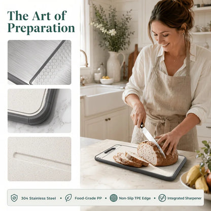 Use The Chopping Board on Both Sides. Made of Food-Grade 304 Stainless Steel. Comes with Wheat Stalks for Meat And Vegetables. Durable And Sturdy, with a Scratch-Resistant Mesh Design. Can Be Washed in The Dishwasher. Local W