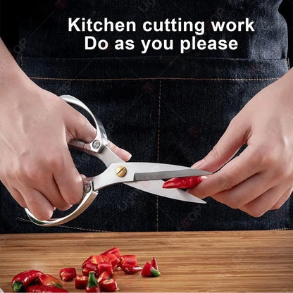 NEW Extended Kitchen Scissors Stainless Steel Chicken Bone Scissors Multi-functional BBQ Meat Cutting Scissor Knife for Kitchen