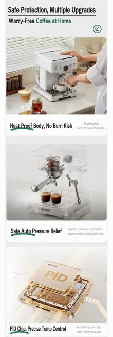 Petrus PE3833Pro Semi-Automatic Espresso Machine 15Bar 58mm Saturated Group Head PID Touch Screen Coffee Maker Compact