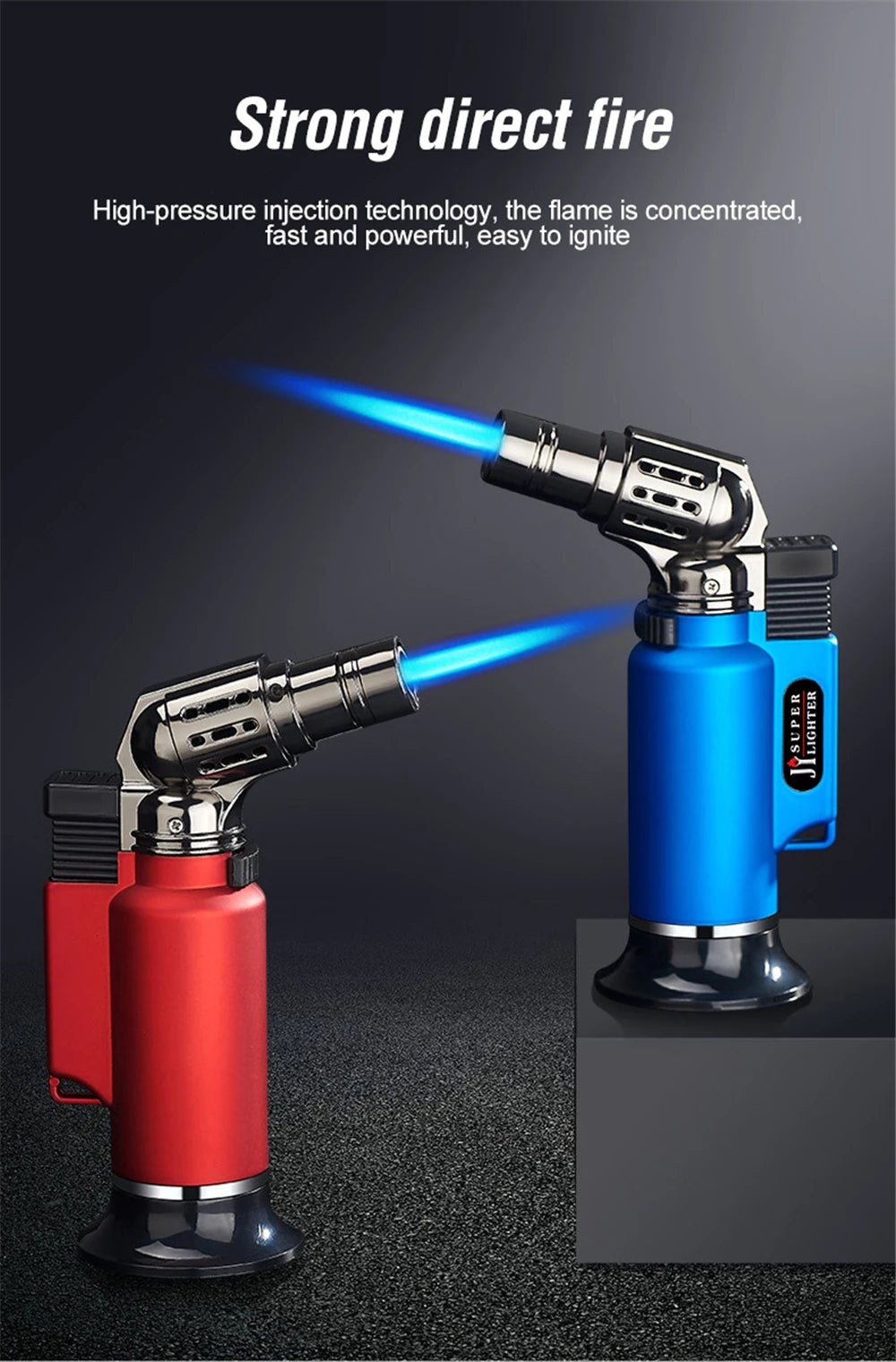 Metal Windproof Turbo Gas Lighters Welding Torch Kitchen Cooking Adjustable Flame Powerful Spray Gun Cigar Lighter For Men Gifts