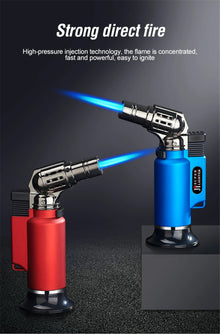 Metal Windproof Turbo Gas Lighters Welding Torch Kitchen Cooking Adjustable Flame Powerful Spray Gun Cigar Lighter For Men Gifts