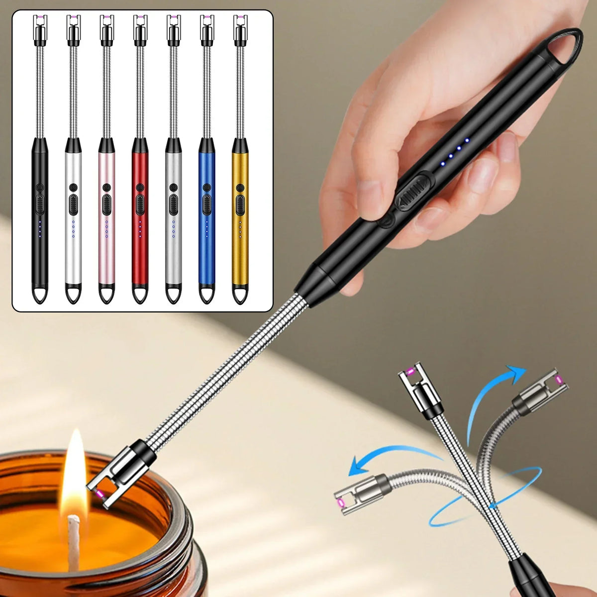 Type-C Rechargeable Kitchen Artifact Portable Smart Pulse Igniter Household Gas Stove Long Handle Electronic Lighter Wholesale