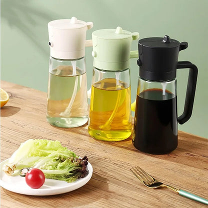 2 in 1 Oil Dispenser and Oil Sprayer Bottle Spray and Pour Olive Oils Sprayer Mister Cooking Olive Dispensers Bottle for Kitchen