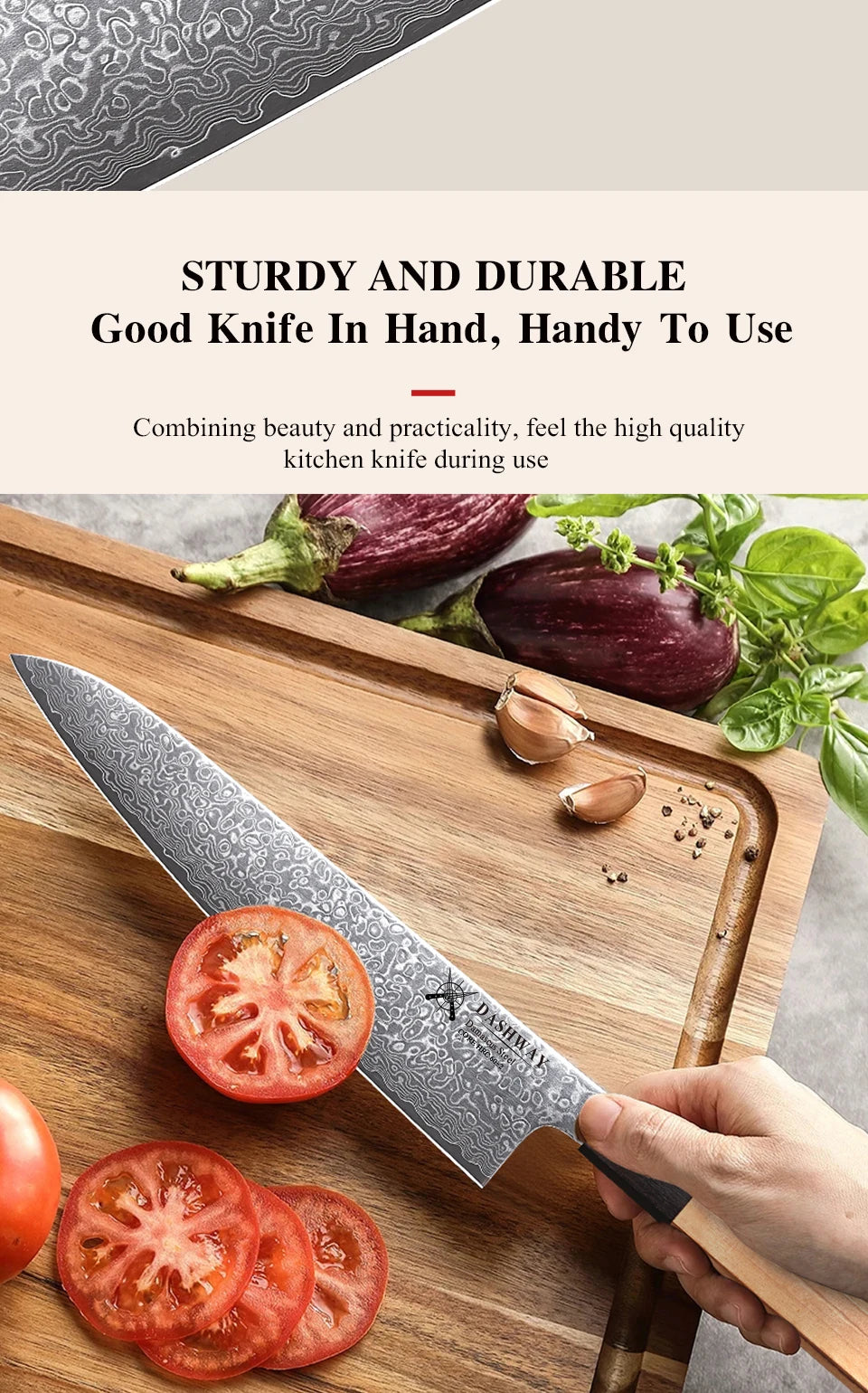 DASHWAY 1PC-7PCS Professional Kitchen Knives Set Utility Santoku Bread Japanese Handmade 67 Layer Damascus Steel Chef Knife