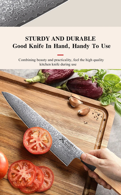 DASHWAY 1PC-7PCS Professional Kitchen Knives Set Utility Santoku Bread Japanese Handmade 67 Layer Damascus Steel Chef Knife