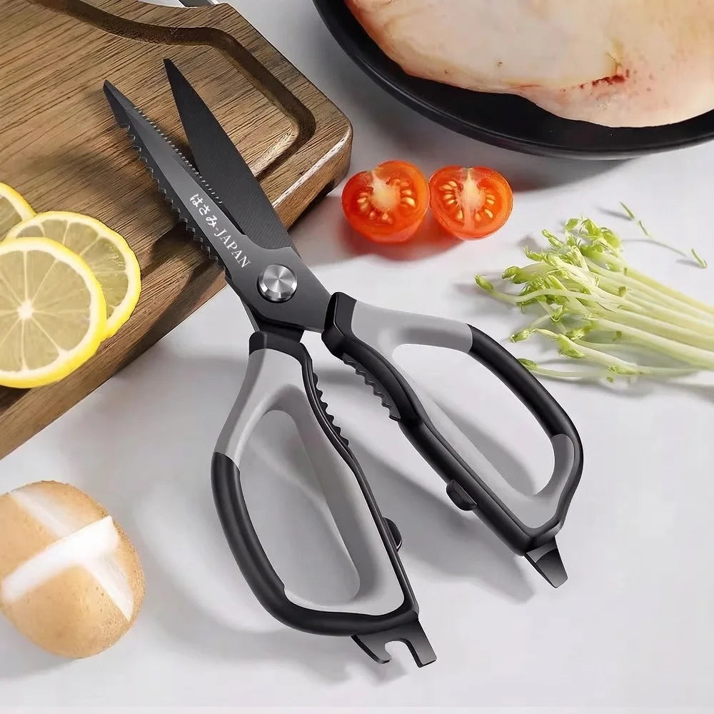Multifunctional Non-slip Kitchen Scissors, Heavy-duty Bone Cutting Shears with Fish Scale Scraper, Baby Food Scissors C2612