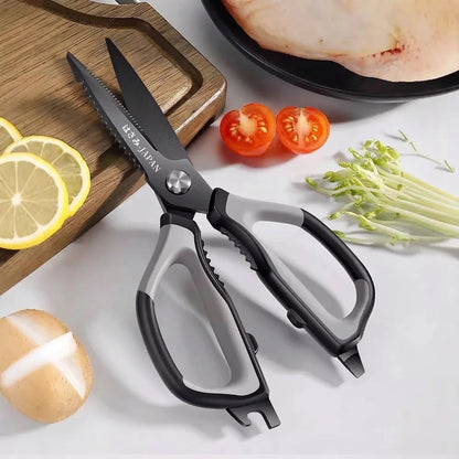 Multifunctional Non-slip Kitchen Scissors, Heavy-duty Bone Cutting Shears with Fish Scale Scraper, Baby Food Scissors C2612