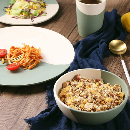 8-Piece Bamboo Camping Plates & Bowls Set, Lightweight Reusable Dinnerware, Eco-Friendly Picnic Dish Set for Camping, RV, Hiking