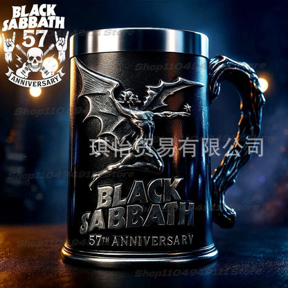 2025 New Black Sabbath 57th Anniversary Commemorative Mug Stainless Steel Heavy metal style mug Bar Drinking Ornaments Male Gift