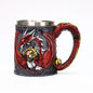 Creative Gothic Legendary Dragon Beer Stein Resin Hand Painted Stainless Steel Drinkware Coffee Cup Mug Friends Gift