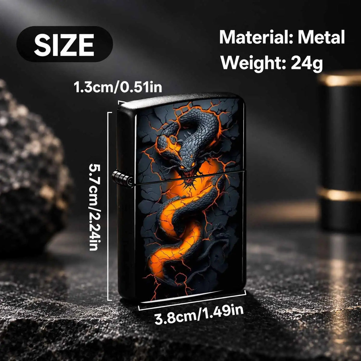 Lava Glow Serpent Pattern Lighter, Cool Cracked Magma Snake Design Portable Igniter, Stylish Dark Aesthetic Accessory For Daily Use, Party, Outdoor Camping, Gifting To Friends And Family, Unique Eye-Catching Decorative Practi