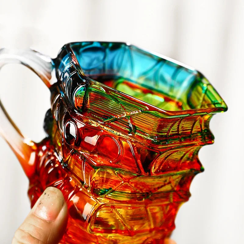 JUSTINLAU Irregular Painted Book Mug Coffee Cup High Borosilicate Glass Drinking Cup with Handle Book Cup Beer Mug Breakfast Cup