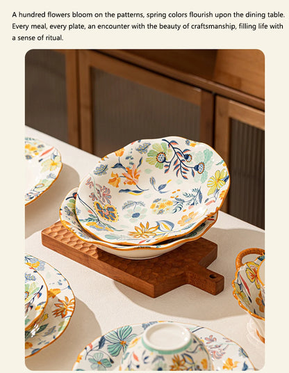Dishes set modern dinner dish set ceramic luxury serving table set chinese travel kit noble modern classic bowl set