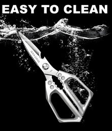 Heavy Duty Sharp Kitchen Scissors, Dishwasher Safe, Cooking Shears for Meat, Chicken, Fish, Poultry, Herb, Bread (Silver)