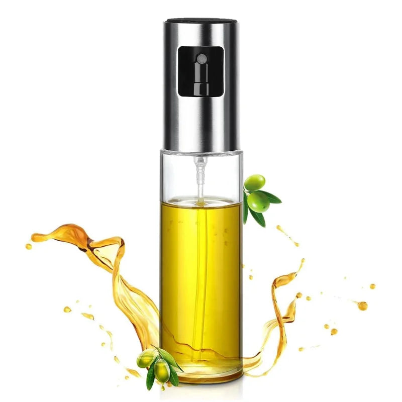 Oil Spray 100ml-Stainless Steel and Glass, Drop Resistant, Oil Dispenser with Accessories, Salad, Vinegar-Air Fryer