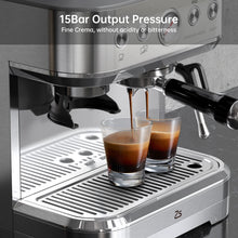 Espresso Machine with Milk Frother and Grinder, 15 Bar Automatic Espresso Coffee Machine All In One Coffee Maker with Italian ULKA Pump, 2.5L Water Tank, Brushed Stainless Steel for Home Office