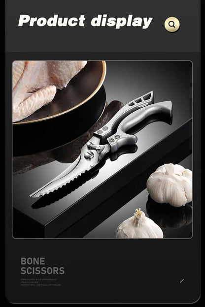 1pc Heavy-Duty Stainless Steel Kitchen Scissors - Multifunctional Poultry Shears for Chicken, Fish & More | Food-Safe